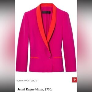 Jenni Kayne 100% silk pink red blazer jacket size XS